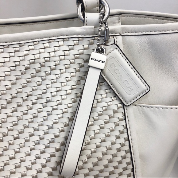 Coach Park Woven Leather Carrie Tote - Picture 2 of 4